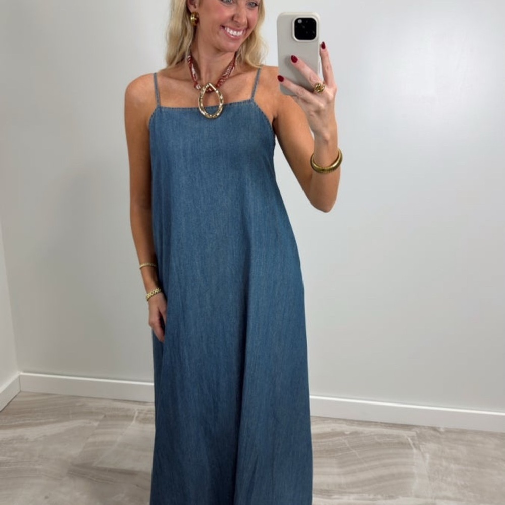 Mustard Seed Blue Denim-Effect Maxi Dress